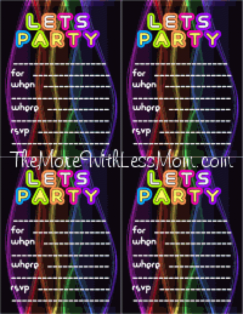Diy Glow Party Teen Birthday â Free Printable Neon Invitations